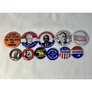 Lot Of  Retro USA Elections Candidate Button Pinback Political FDR Truman Hoover